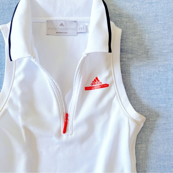 EUC♥️ADIDAS STELLA McCARTNEY SLEEVELESS QUARTER ZIP POLO TOP SHIRT TANK WHITE XS - Picture 1 of 6